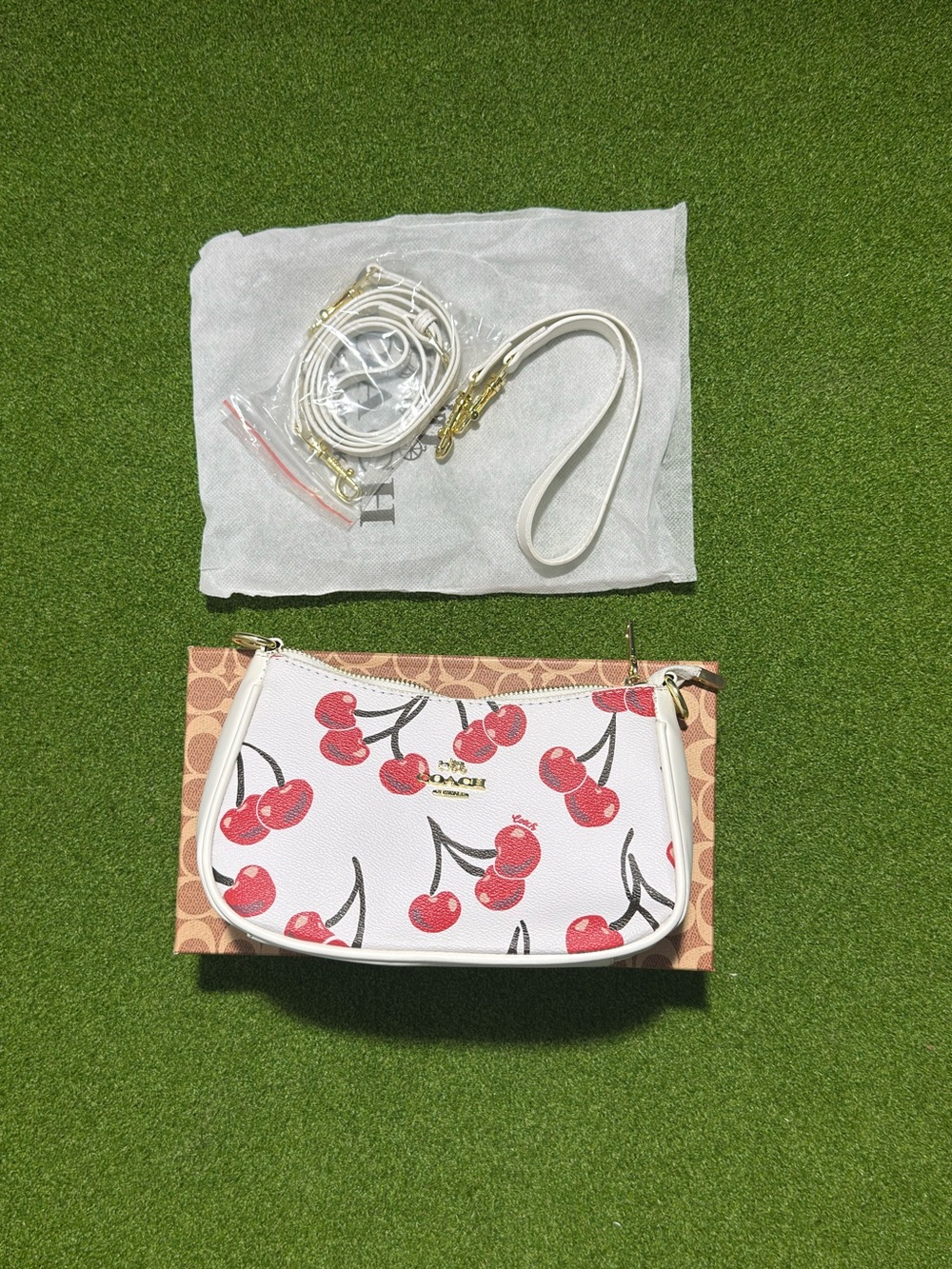 Coach Cherry Print White Crossbody Bag